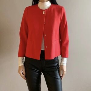 Zara fitted blazer jacket coral red